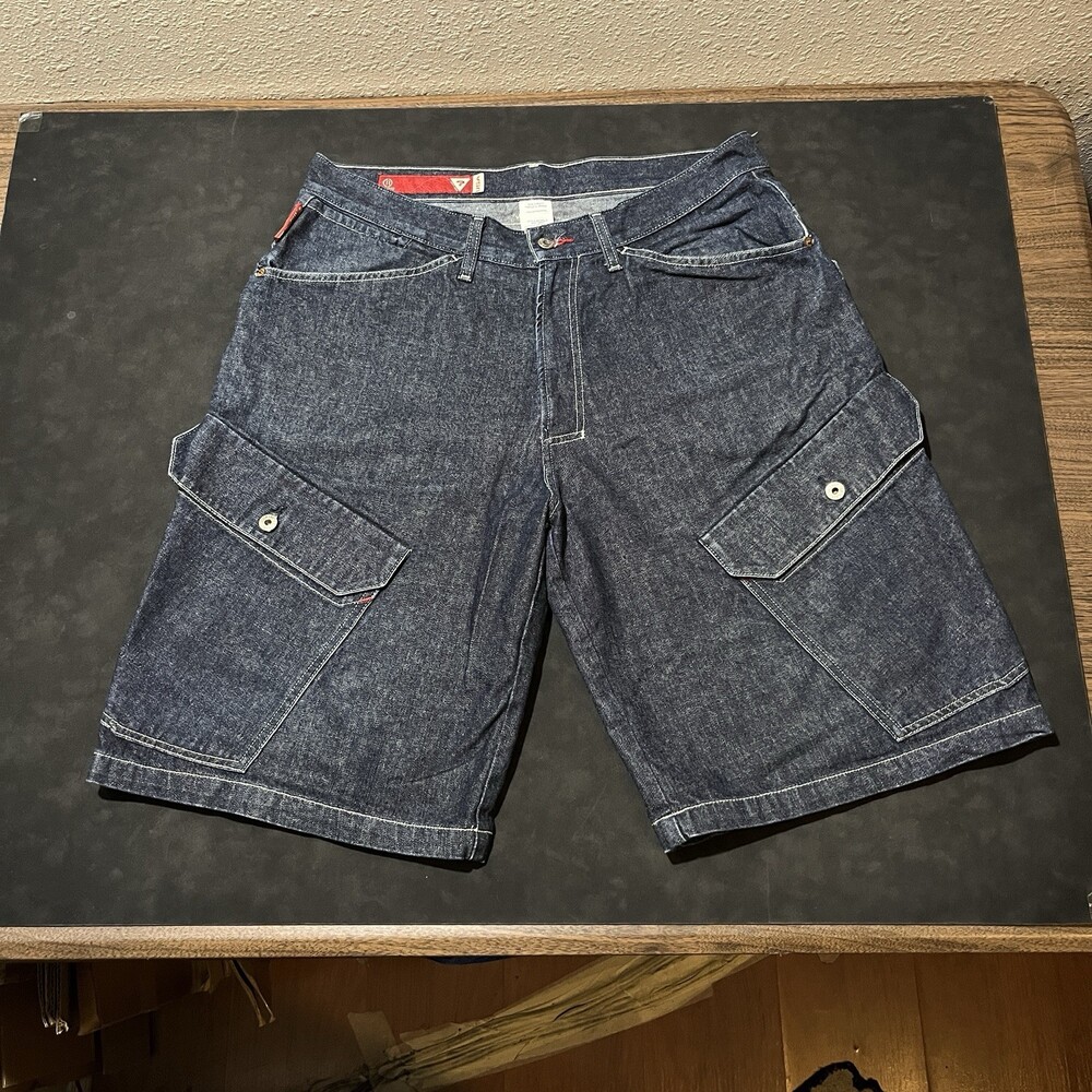 Guess Denim Shorts Skater Men 36 Vintage Baggy JNCO Cargo Pockets Wide Leg 90s